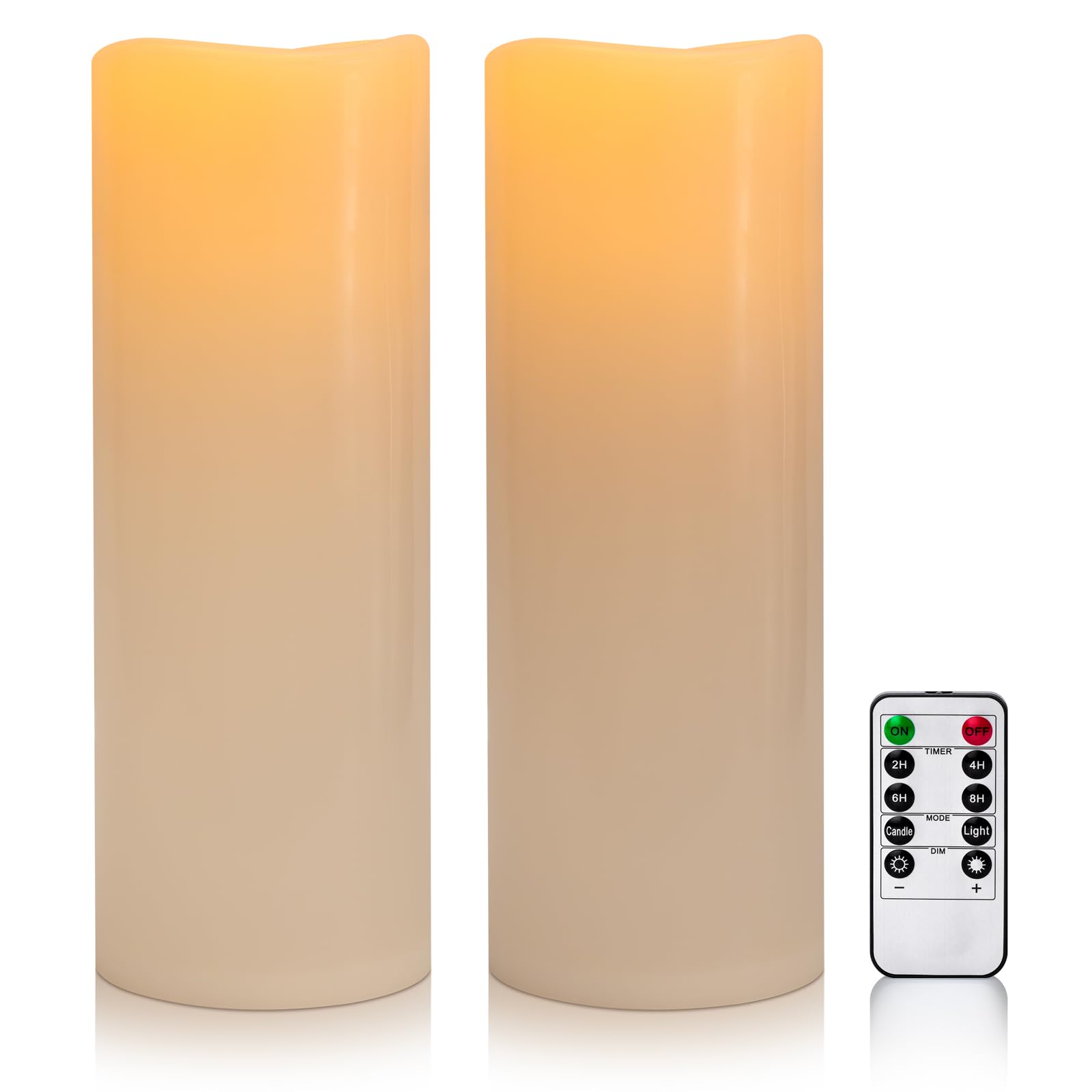 Yongmao 5 x 14 Large Waterproof Outdoor Flameless Candles Battery Operated LED Flickering Pillar Candles with Remote and Timer f