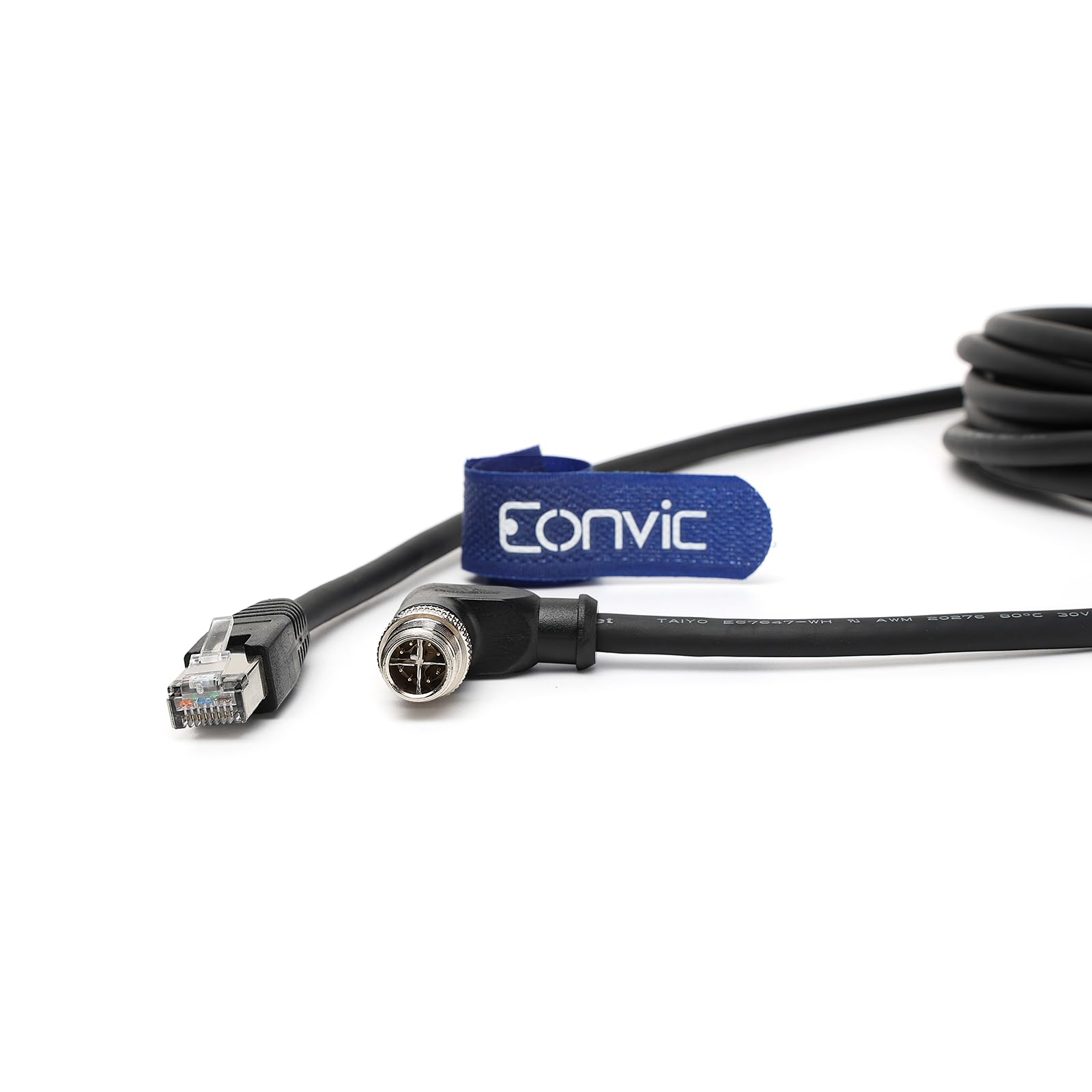 Eonvic Ethernet Cable M12 X-Type Right Angle 8 Position To Rj45 Industrial Ethernet Cable Waterproof High Flex Cable For Cognex