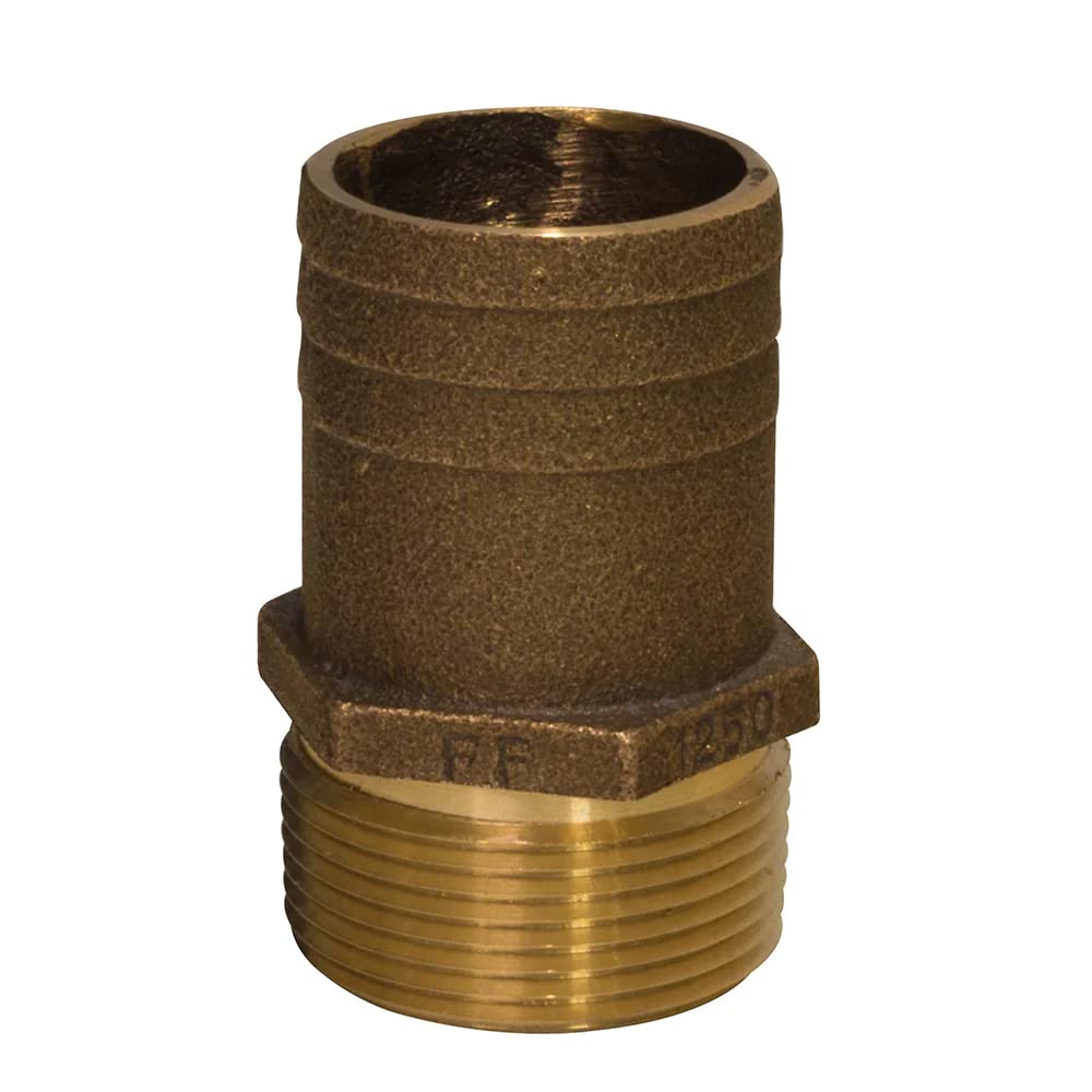 Groco 1/2'' Npt X 3/4'' Bronze Full Flow Pipe To Hose Straight Fitting,WBIASB002FPGG9W