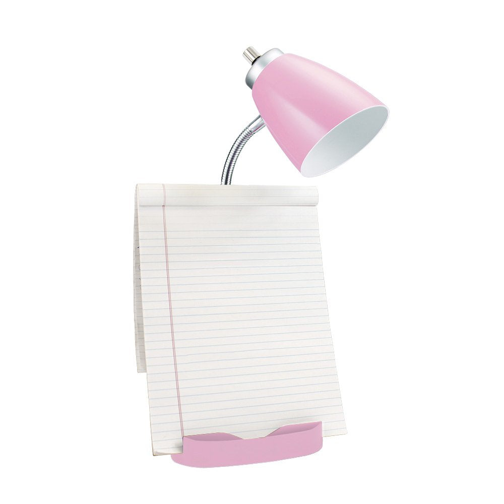 Limelights Ld1057 Pnk Gooseneck Organizer Desk Lamp With Ipad Tablet Stand Book Holder And Charging Outlet, Pink