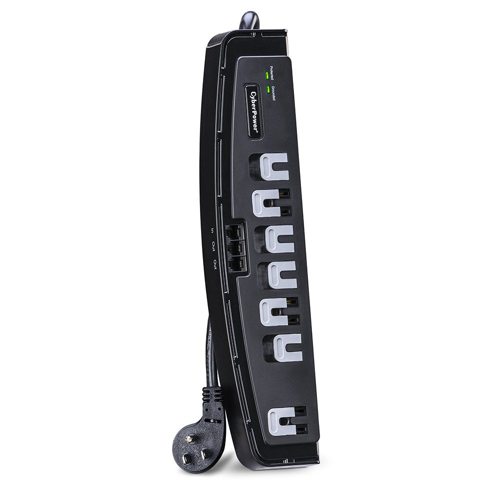 Cyberpower Csp708T Professional Surge Protector + Tel Protection, 1650J/125V, 7 Outlets, 8Ft Power Cord