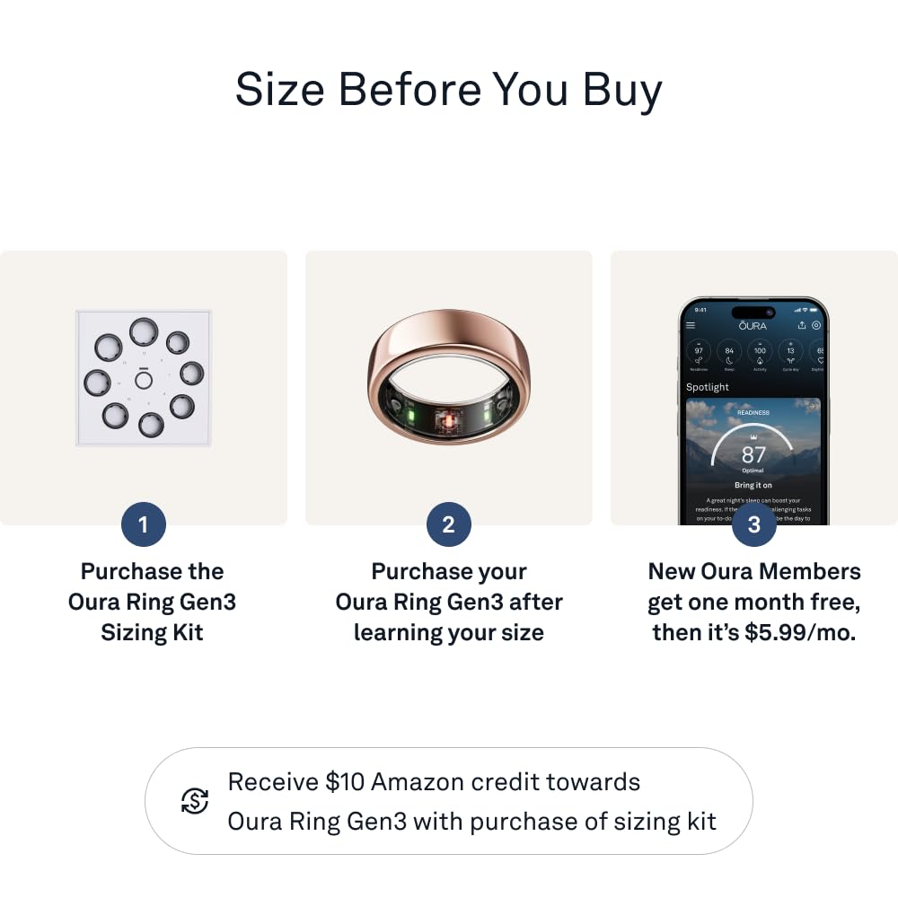 Oura Ring Gen3 Horizon - Rose Gold - Size 6 - Smart Ring - Size First With Oura Ring Gen3 Sizing Kit - Sleep Tracking Wearable -