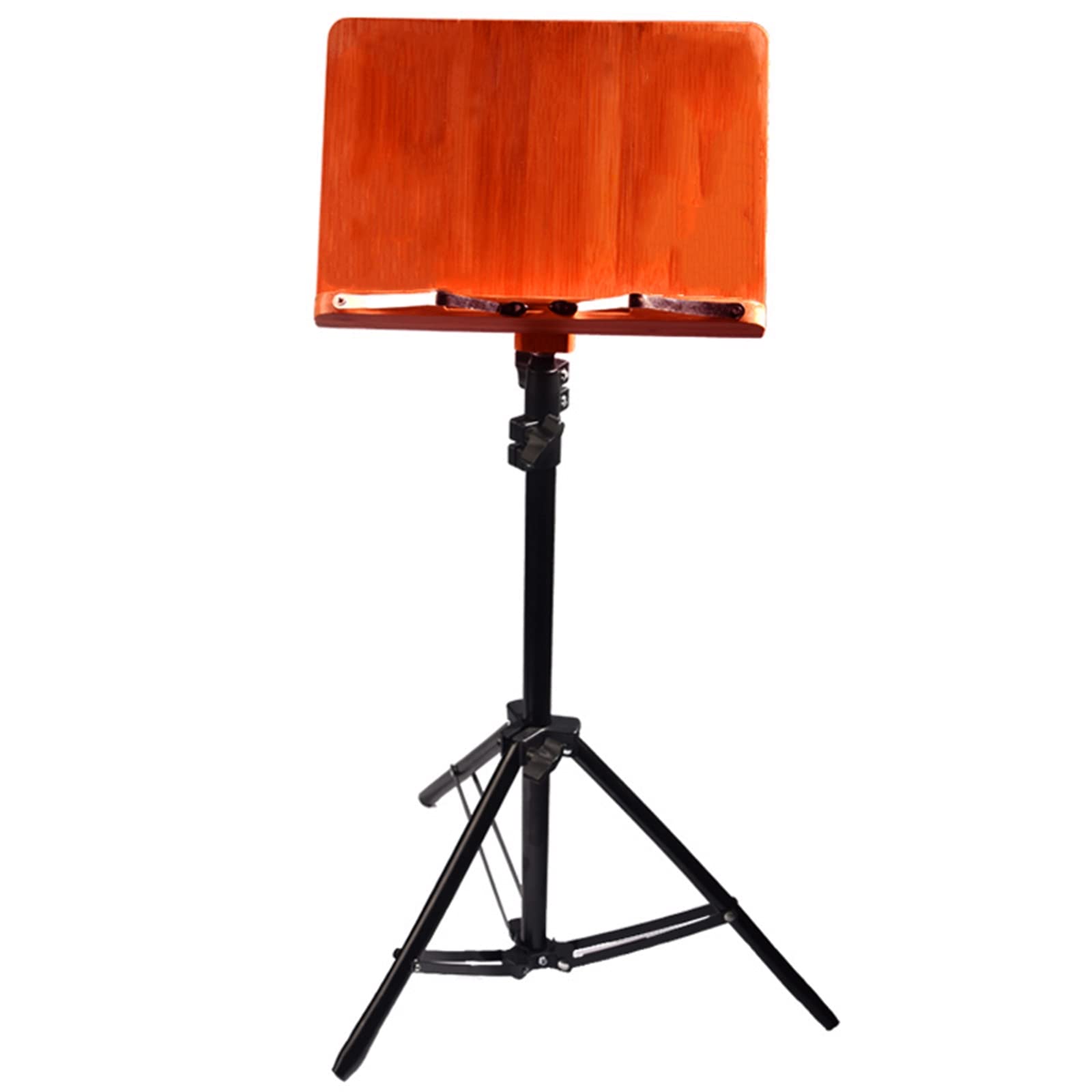 Miwayer Bamboo Conductor Music Stand, Height Adjustable, Foldable, With Wide Wooden Bookplate (Triangle Steel Bracket)