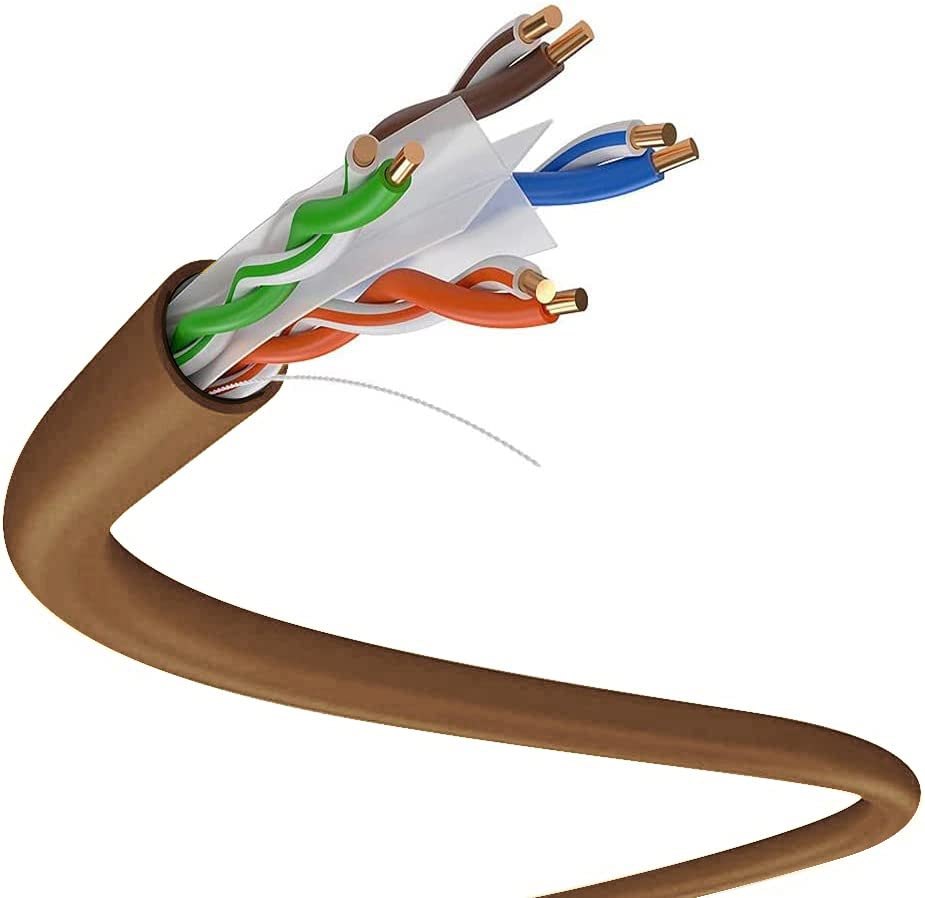 CAT6 1000ft Solid UTP 23AWG Ethernet Cable 550Mhz Bulk Network LAN RJ45 CCA Wire 1000 ft Pull Box CAT 6 (Brown)