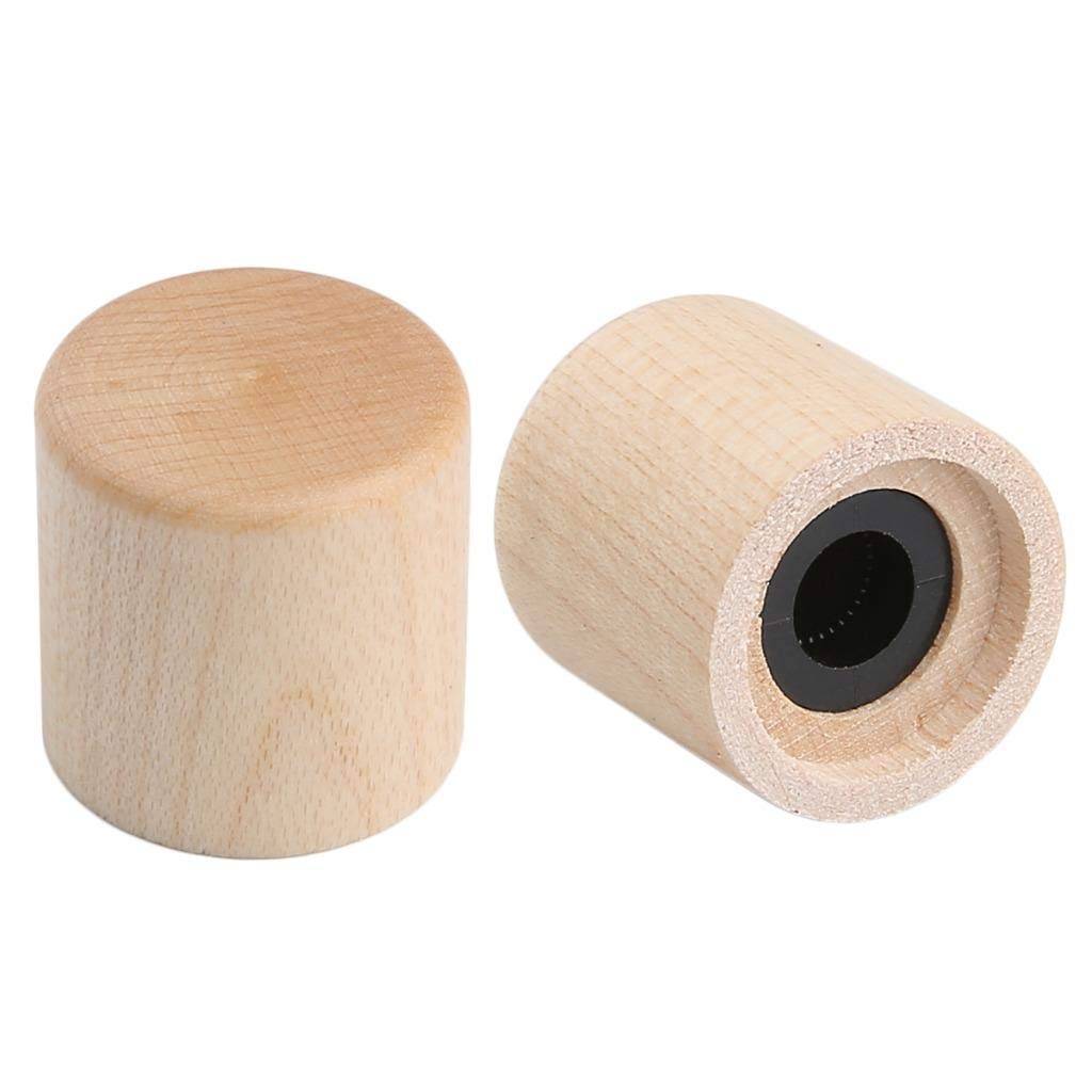 Kaish 2 Pack Wood Knobs Tele Style Flat Top Dome Knobs Guitar Bass Wood Knob Barrel Knobs Maple Wood