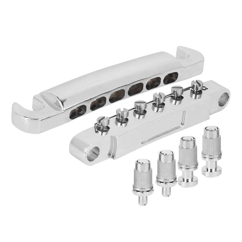 Electric Guitar Bridge, Standard 12 String Size Guitar Bridge Full Set Bridge Tail Stud Zinc Alloy Silver Guitar Parts Accessori