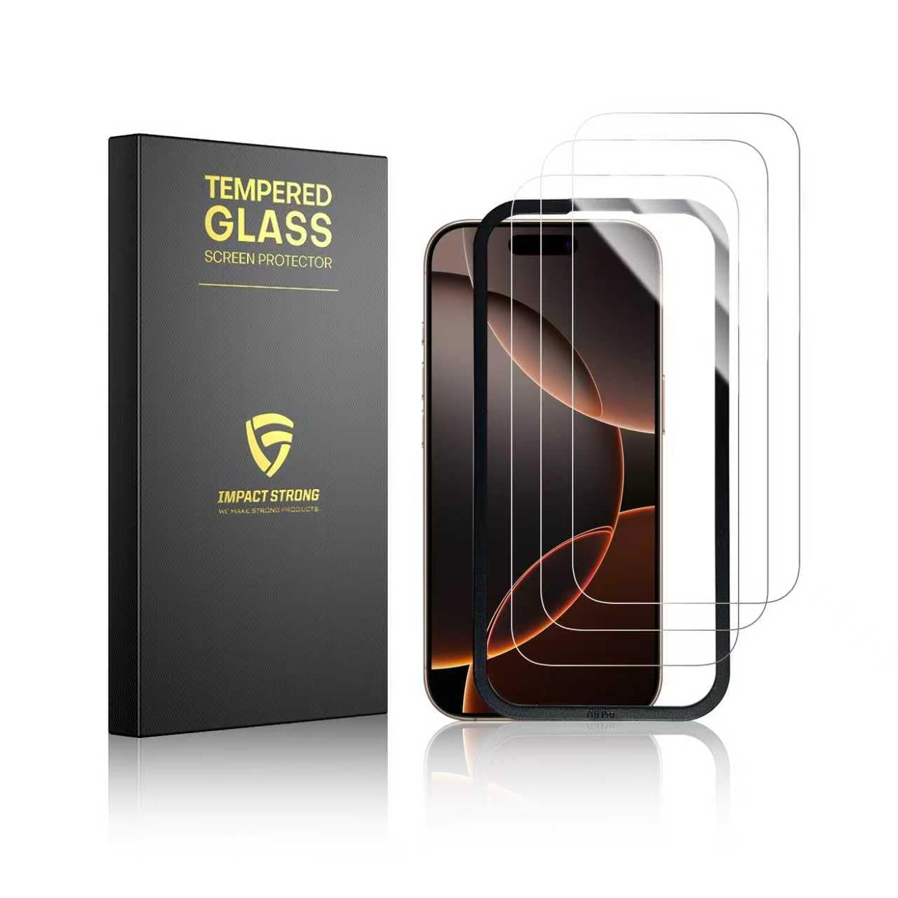 ImpactStrong 3-Pack Shatterproof Tempered Glass Screen Protector for iPhone 16 Pro [Easy Installation Frame] [Bubble Free] [9H H
