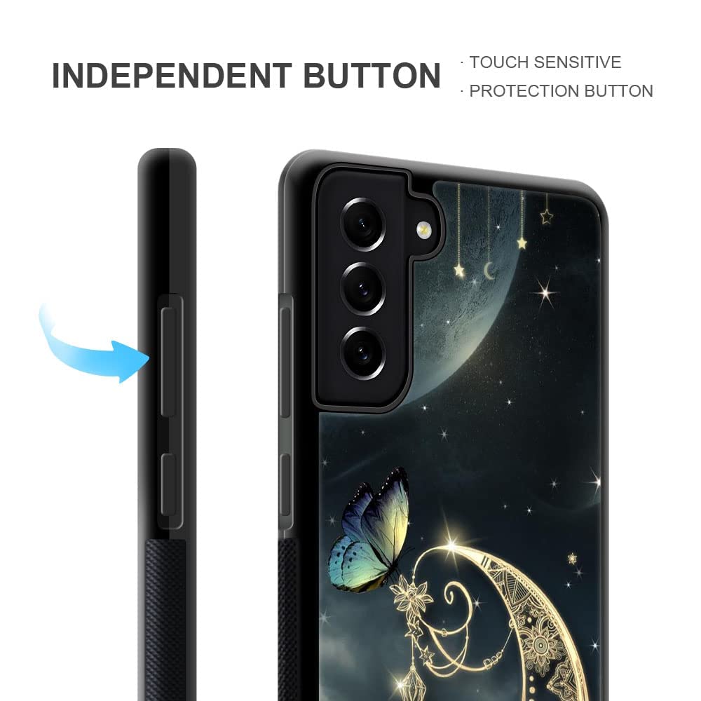 Daizag Compatible With Samsung Galaxy S22 Plus Case, Golden Retro Fantasy Starry Moon Butterfly For Man Woman, All Round Protect