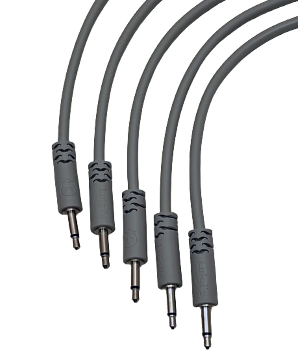 Luigis Modular Supply Spaghetti Eurorack Patch Cables   Package Of 5 Light Gray Cables, 24 (60 Cm)