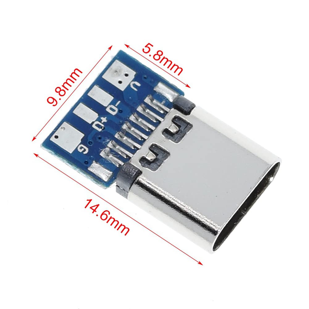 Anmbest 10Pcs Usb 3.1 Type C Connector 24 Pins Female Plug Socket Receptacle Adapter To Solder Wire & Cable 24P Pcb Board Suppor