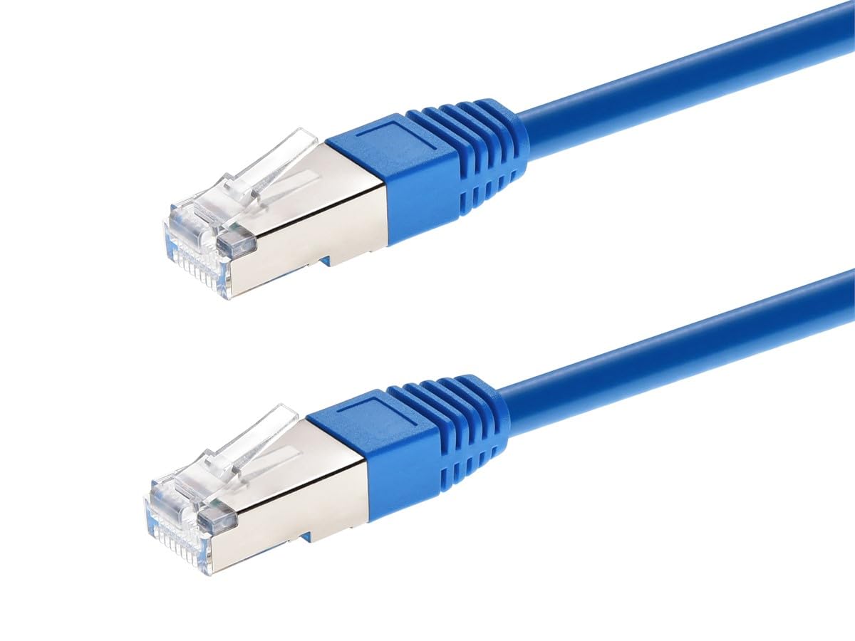 Monoprice Cat6A 6In Blue Patch Cable Double Shielded (S/Ftp) 26Awg 10G Pure Bare Copper Molded Rj45 Entegrade Series Ethernet Ca