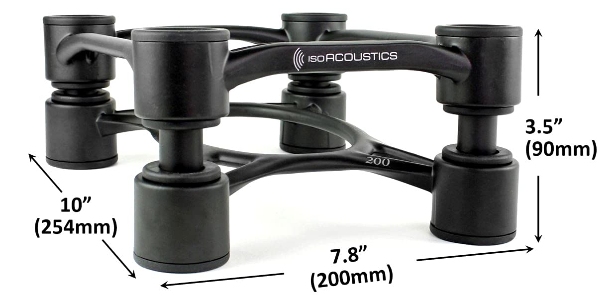 Isoacoustics Aperta Series Isolation Speaker Stands With Tilt Adjustment: Aperta200 (7.8' X 10') Black Pair