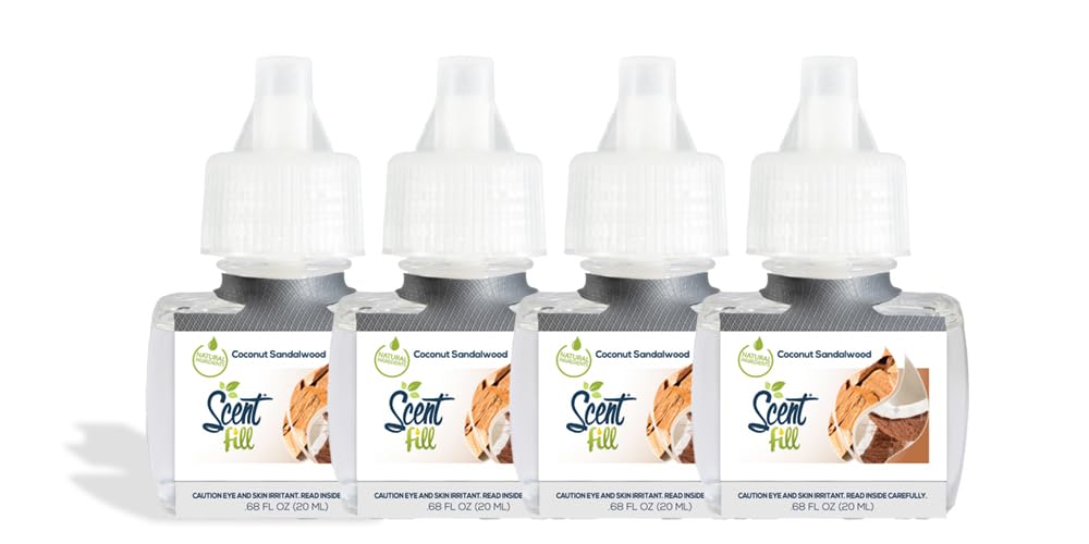Scent Fill Coconut Sandalwood Plug In Air Freshener, 4 Scented Oil Refills