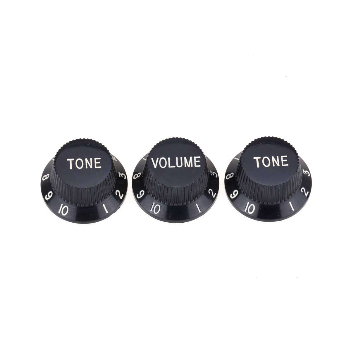 Musiclily Pro Imperial Inch Size 1 Volume 2 Tone Strat Knobs Set For Usa Made Fender Stratocaster Electric Guitar, Black