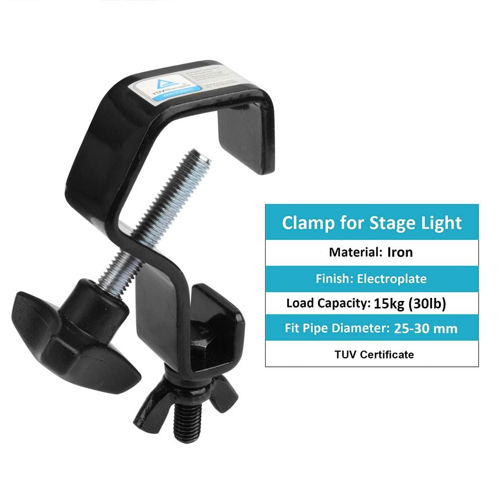 Mountain_Ark 6 Pack Black Truss C Clamps Dj Stage Light Hook, Heavy Duty, Fits Pipe Od 1'' 1 1/8'', Iron