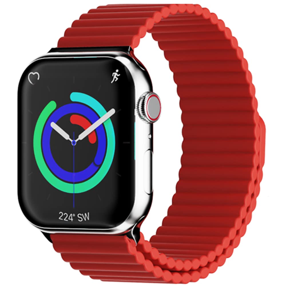 HeiKe Magnetic Silicone Band Compatible with Apple Watch Band 49mm 46mm 45mm 44mm 42mm Men Women,Sport Loop Adjustable Replaceme