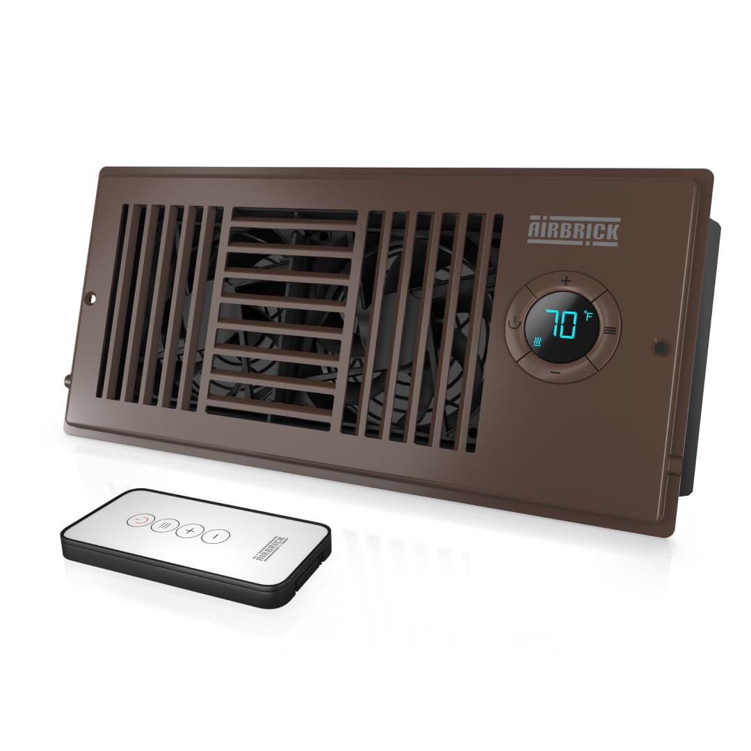 Airbrick Quiet Smart Register Booster Fan With Remote Control. Fits 4    X 10    Register Holes. Enhances Ac/Furnace Vent Airflo