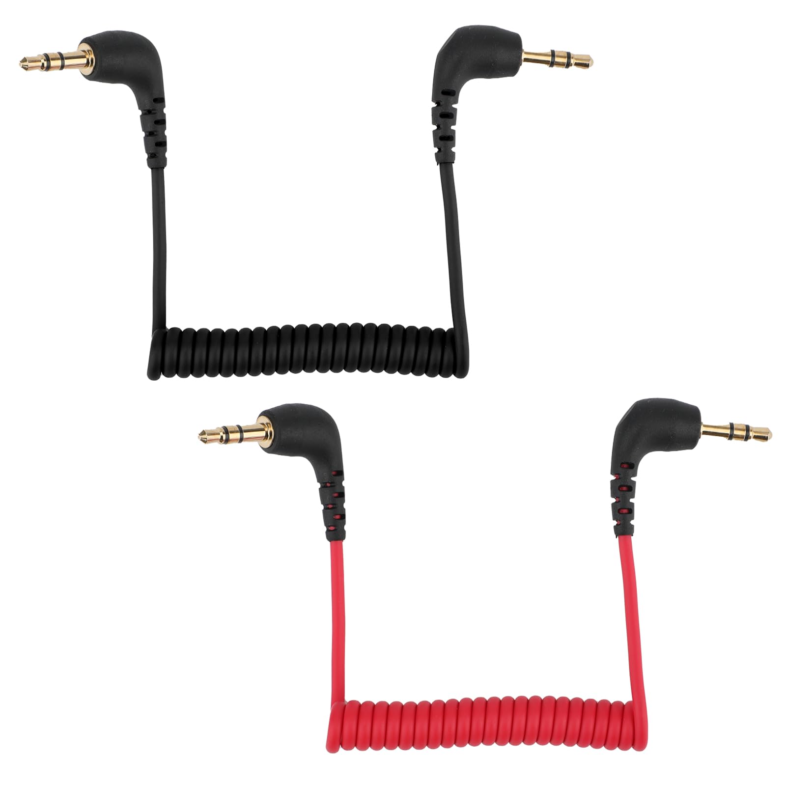 2pcs 3.5mm TRS Microphone Cable, Coiled Male to Male Audio Patch Cord Compatible with DSLR Cameras Mic 2 & Rode Microphone Wirel