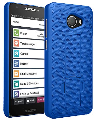 Nakedcellphone Case For Jitterbug Smart2, [Cobalt Blue] Slim Ribbed Rubberized Hard Shell Cover [With Kickstand] For Greatcall J