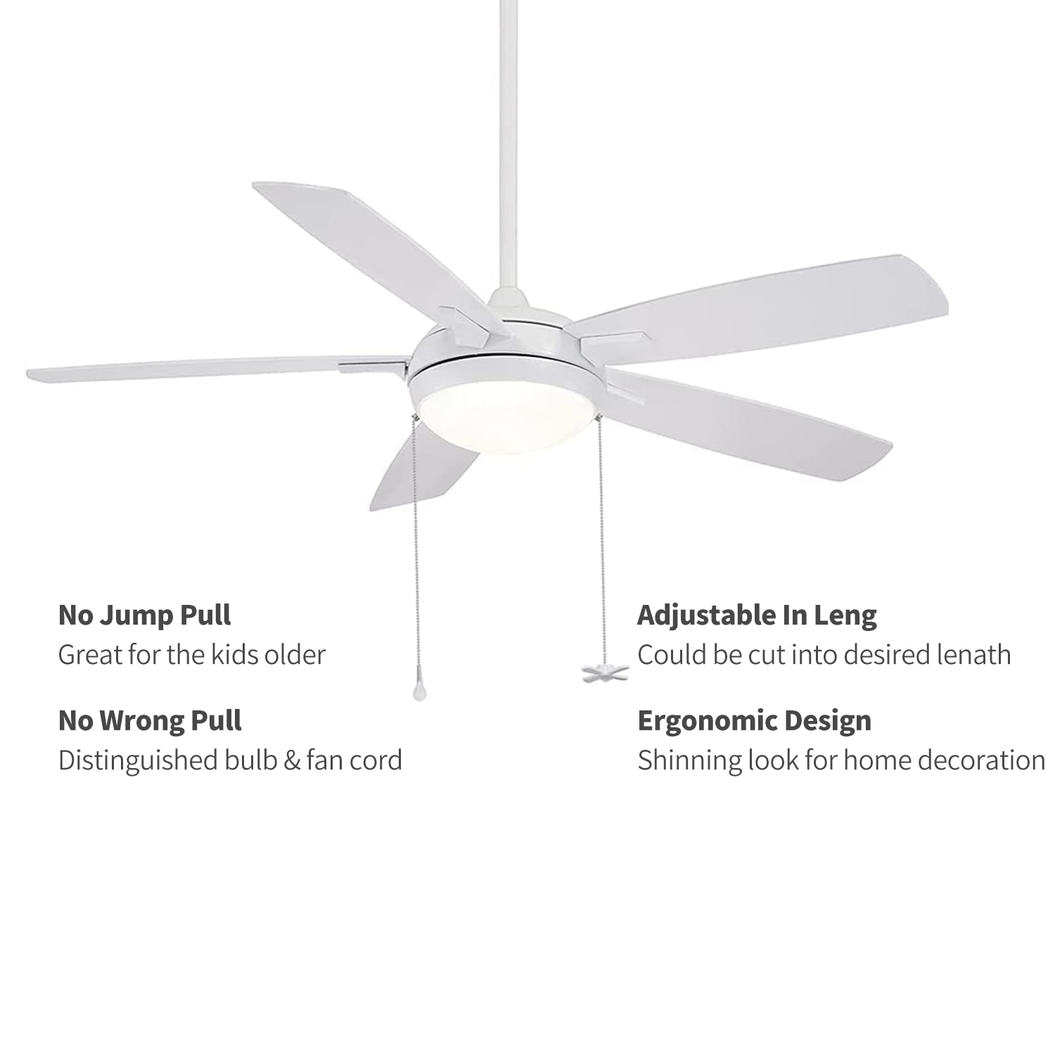 Ceiling Fan Pull Chain, ???? ???????? Extra Long With Decorative Frosted Glass Bulb And Fan Cord,Fit All Standard 3Mm Diameter C