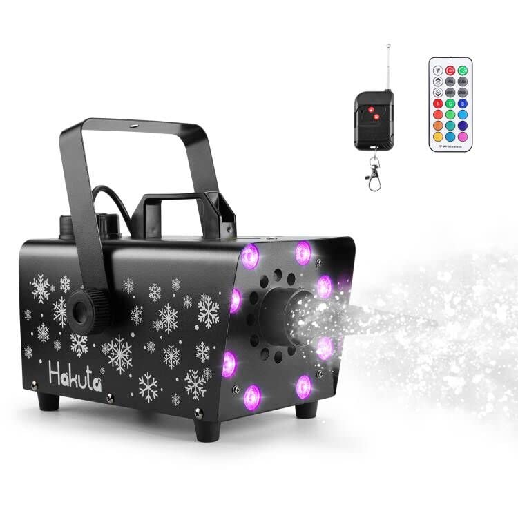 Snow Machine, Hakuta 800W Snow Machine With 8 Led Rgb Lights, 13 Led Lighting Colors And 2 Remotes, Perfect For Christmas, Hallo