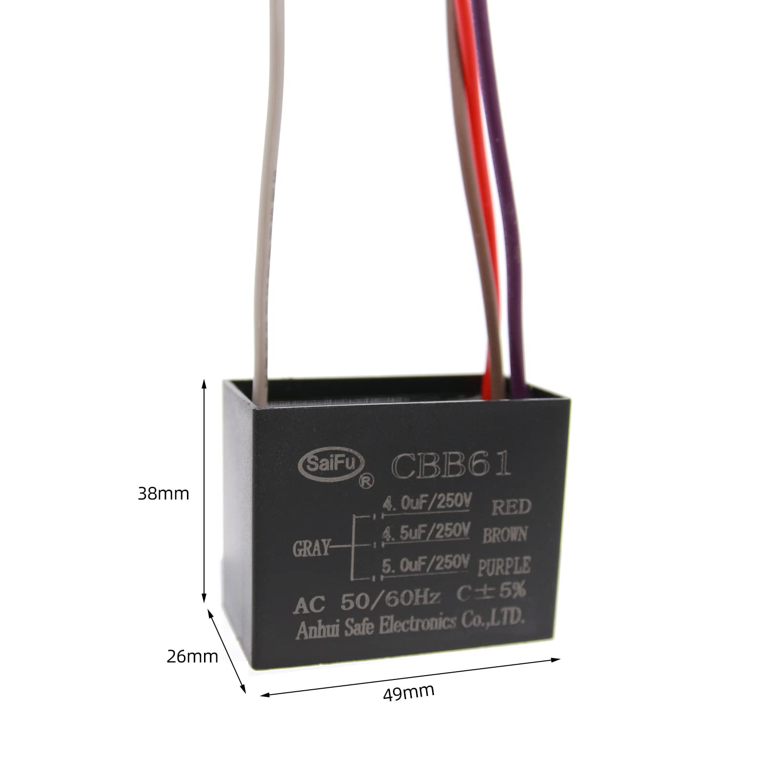 Akzytue Cbb61 Capacitor 4Uf+4.5Uf+5Uf 250V Ac Ceiling Fan 4 Wire 50/60Hz For Starting Electric Fan Generator Pump Motor