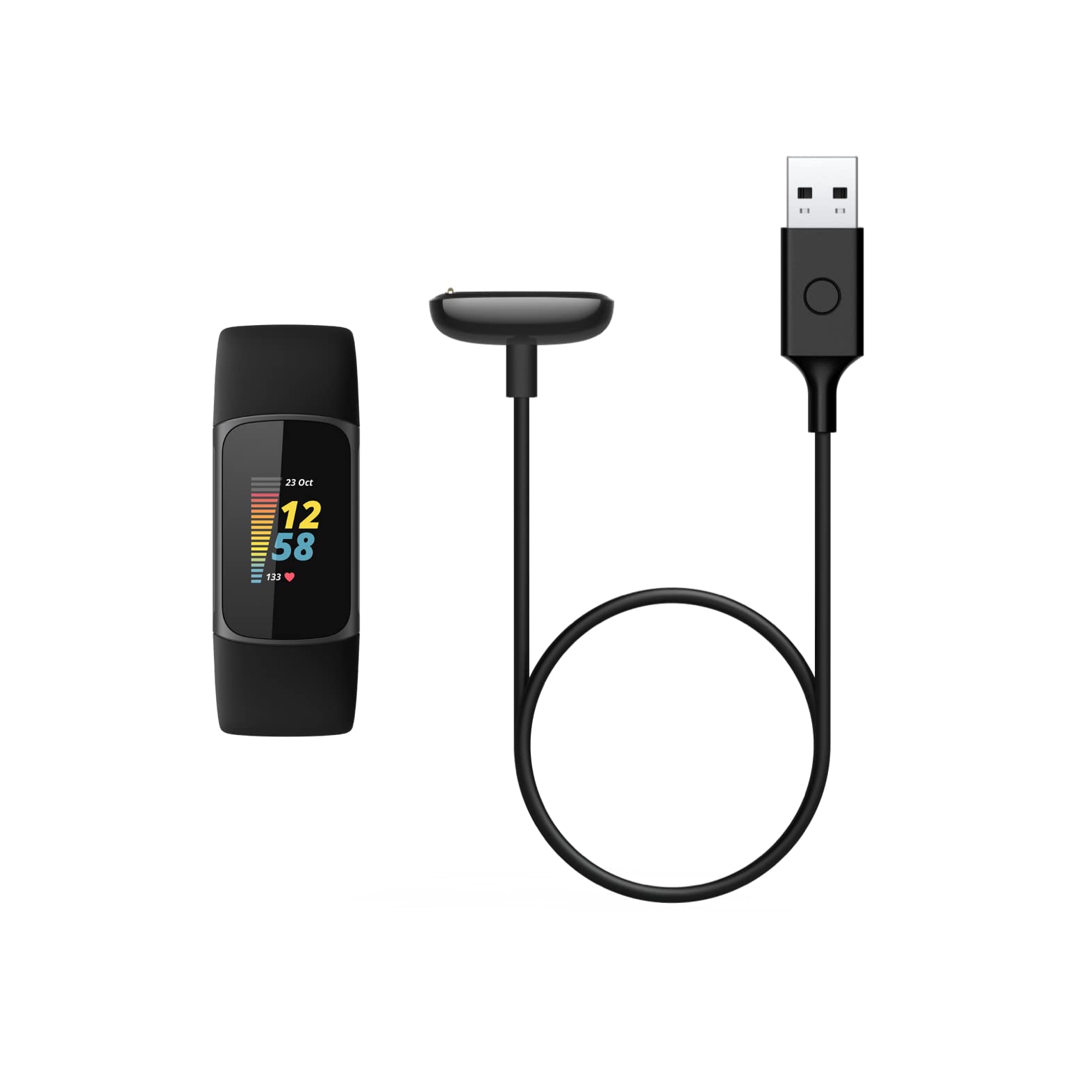 Fitbit Luxe & Charge 5 And Retail Charging Cable, Official Product, Black, Smartphone