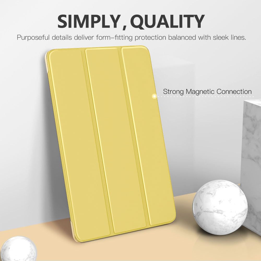 MoKo Case Fit Samsung Galaxy Tab S5e 2019, Ultra Thin Slim Shell Trifold Stand Cover with Frosted Back with Auto Wake and Sleep for Galaxy Tab S5e SM T720/SM T725 2019 Tablet, Light Yellow