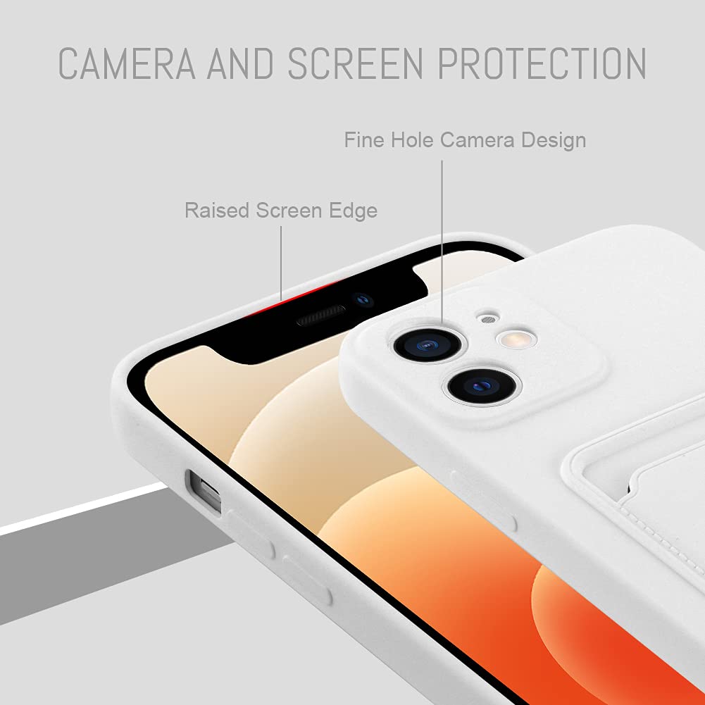 Mzelq Wallet Case For Iphone 12 (6.1 Inch), Card Holder Camera Protection Cover For Iphone 12 + Screen Protector, Soft Slim Card