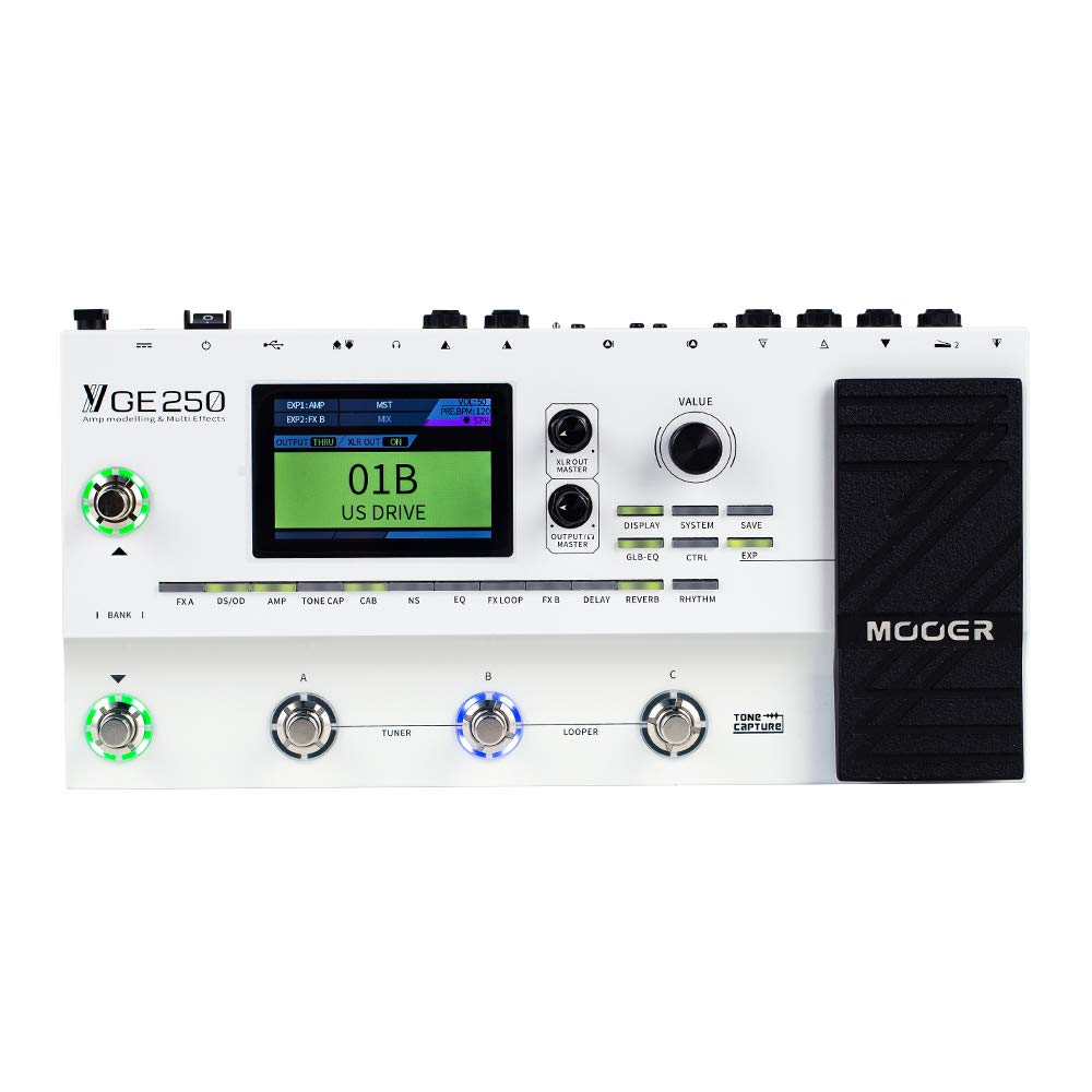 Mooer Ge250 Multi Effects Processor With Fx Loop, Tone Capture, Midi Function, Global Eq, Drum Machine, Stereo Looper
