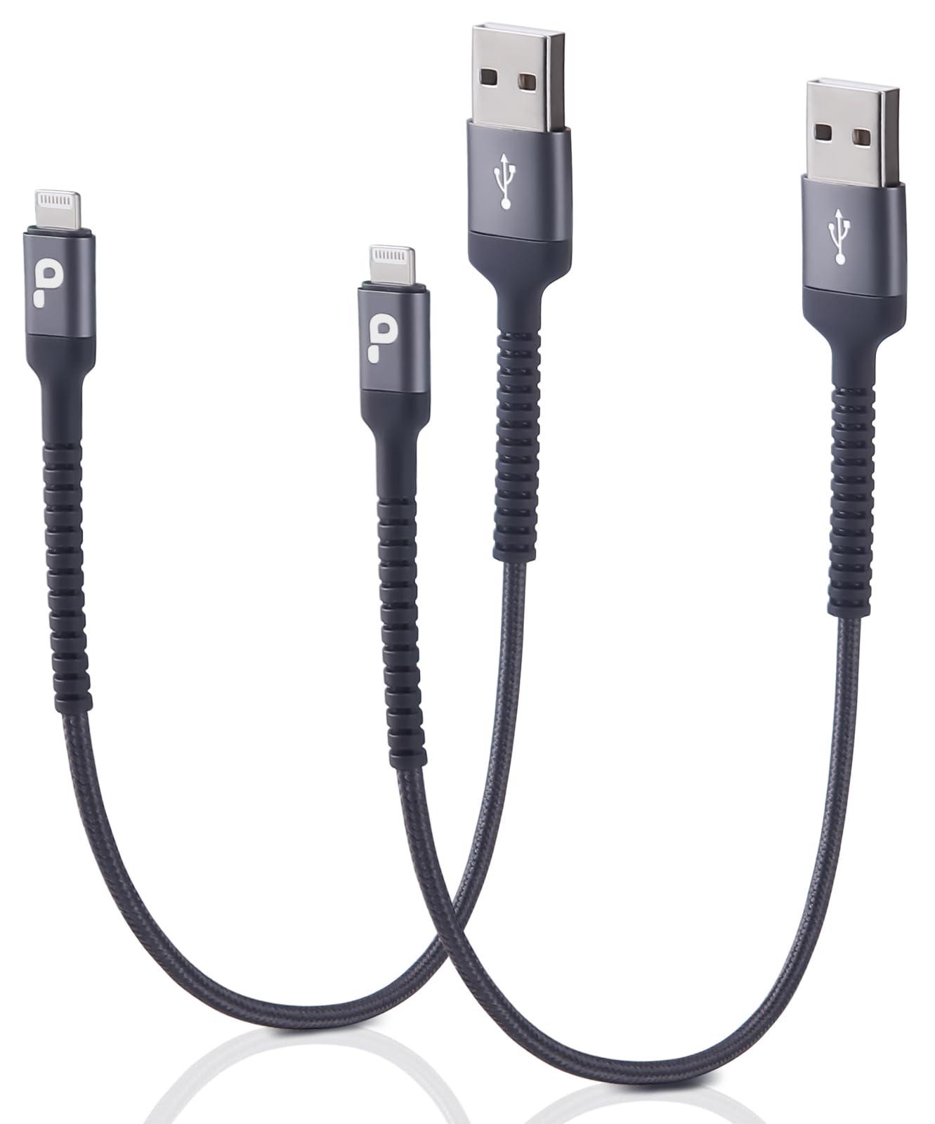 Short Iphone Charger Cable 1Ft 2Pack Apple Mfi Certified Usb Lightning Cable, Iphone Charging Cord Nylon Braided Charger Cable C