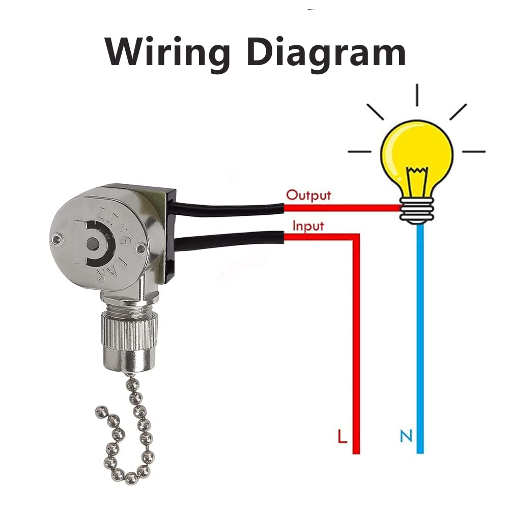 Ceiling Fan Light Switch Ze 109M Metal Pull Chain Switch,Two Wire Fan Switch For Ceiling Fan Light Fixture Replacement Parts Nic
