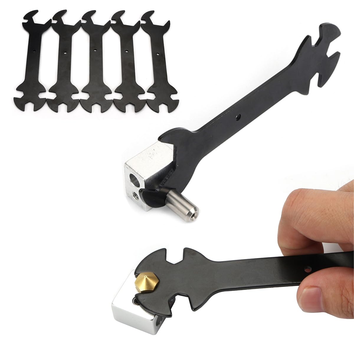 Thtrht 2 Pack 3D Printer Wrench Set 5In1 Stay 6Mm To 20Mm Nozzle Wrenches Spanner Steel Flat Ratchet For E3D Mk8 Mk10 V6 Volcano