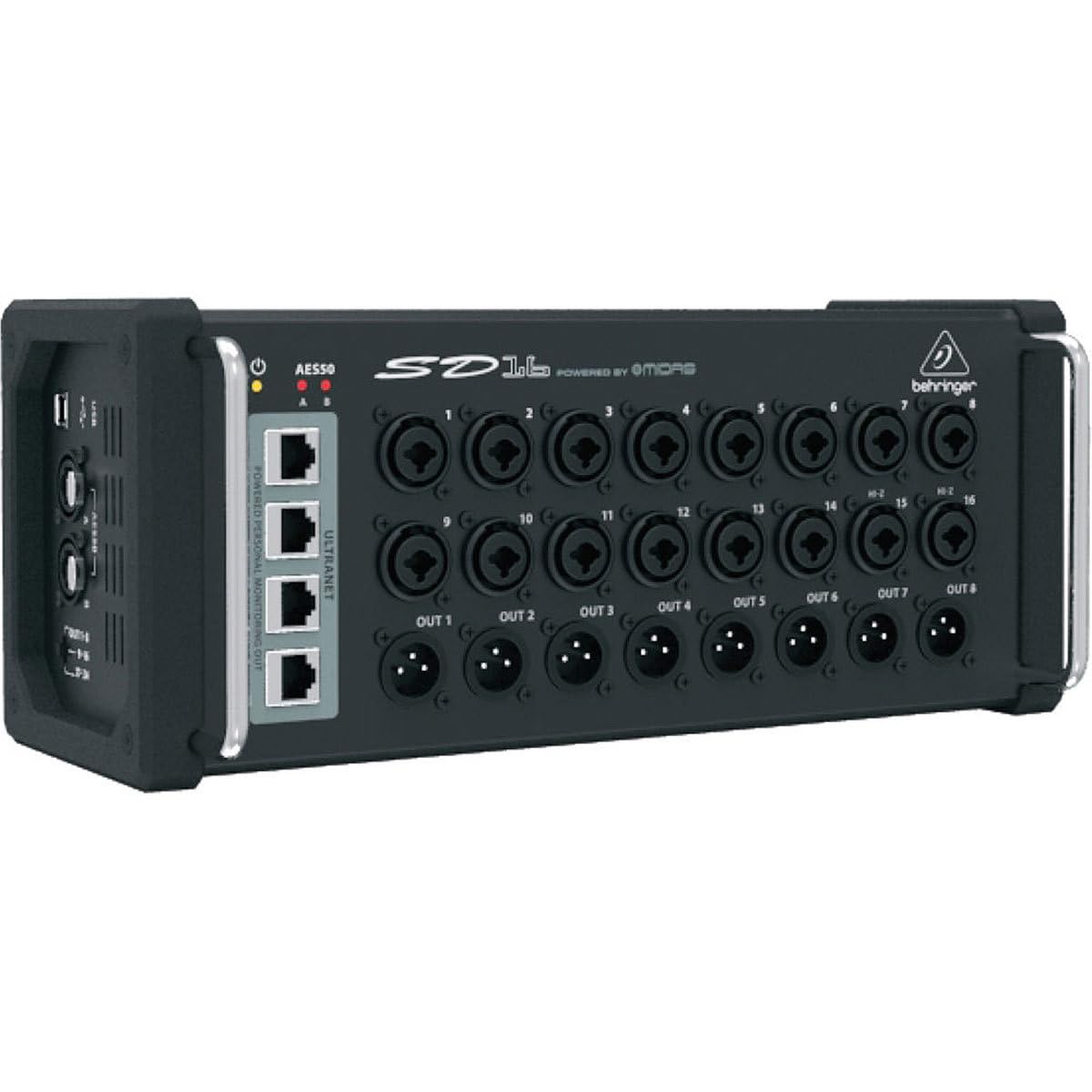 Behringer Sd16 I/O Stage Box With 16 Remotecontrollable Midas Preamps, 8 Outputs, Aes50 Networking And Ultranet Personal Monito