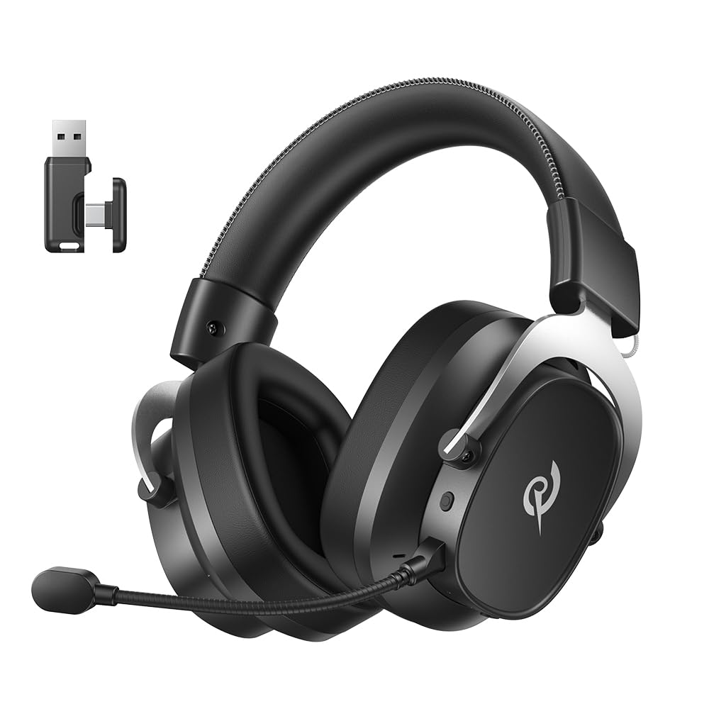 QCY Heroad VT200 Gaming Headset for PC: 53mm Neodymium Drivers - Detachable Noise Canceling Microphone - 2.4G/Bluetooth 6.0/Wire