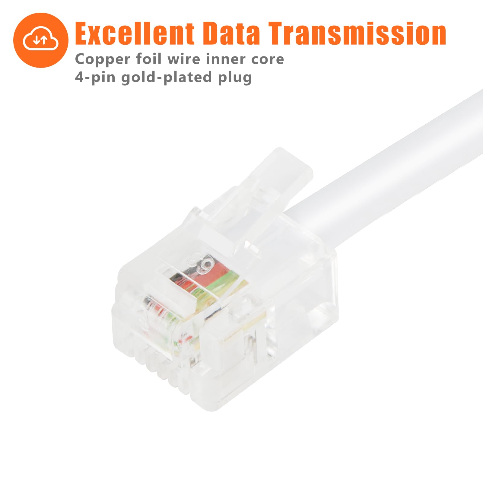 Lativu Phone Splitter For Landline, 2 Pack Phone Line Splitter, White Telephone Splitter 1 In 2 Out, Rj11 6P4C Splitter Male To