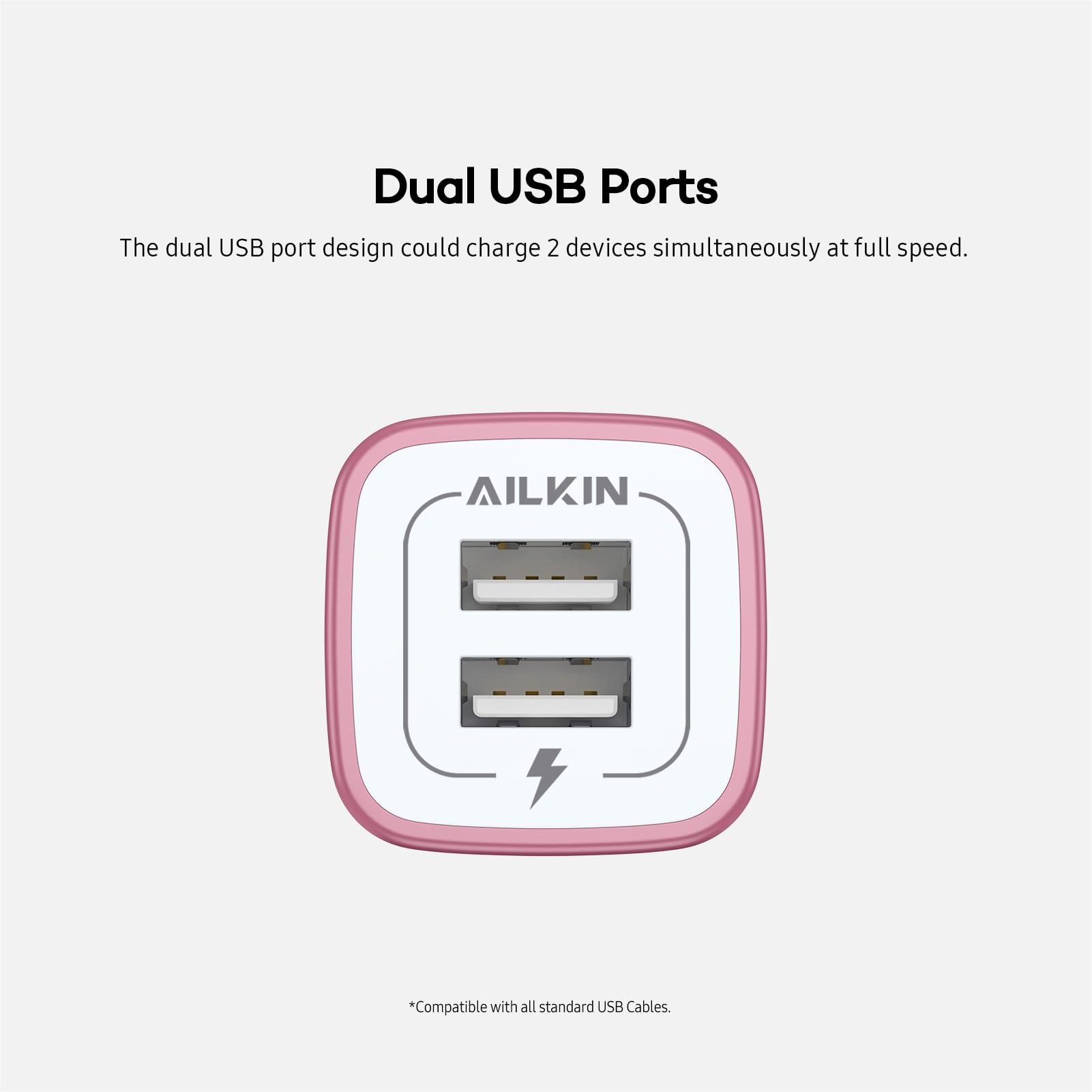 Usb Wall Charger, Charger Block, Ailkin 2.1A Multiport Fast Charge Power Brick Cube For Ipad, Iphone, Ipod, Samsung Galaxy, Moto