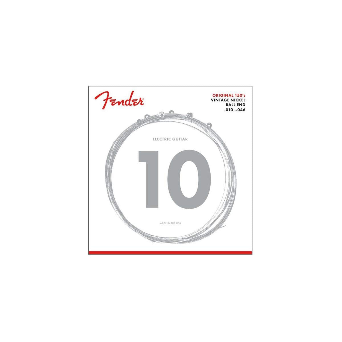 Fender Original 150 Electric Guitar Strings, Pure Nickel Wound, Ball End, 150R .010 .046