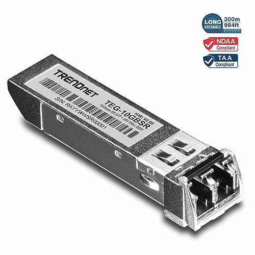 Trendnet Sfp To Rj45 10Gbase Sr Sfp+ Multi Mode Lc Module, Teg 10Gbsr, Up To 550 M (1,804 Ft.), Hot Pluggable Sfp+ Transceiver,