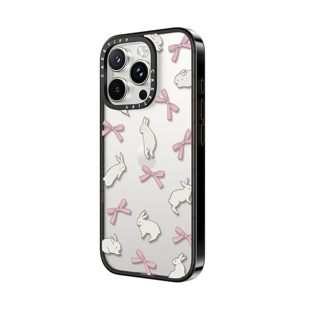 Casetify Compact Case For Iphone 16 Pro [Lightweight / 4 Ft. 2X Military Grade Drop Protection/Slim]   Rabbit Ribbon   Clear Bla