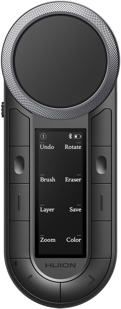 Huion Keydial Remote Bluetooth Programmable Keypad With Dual Dials 60 Customized Keys, Oled Display Macro Keypad Work With Pc, M