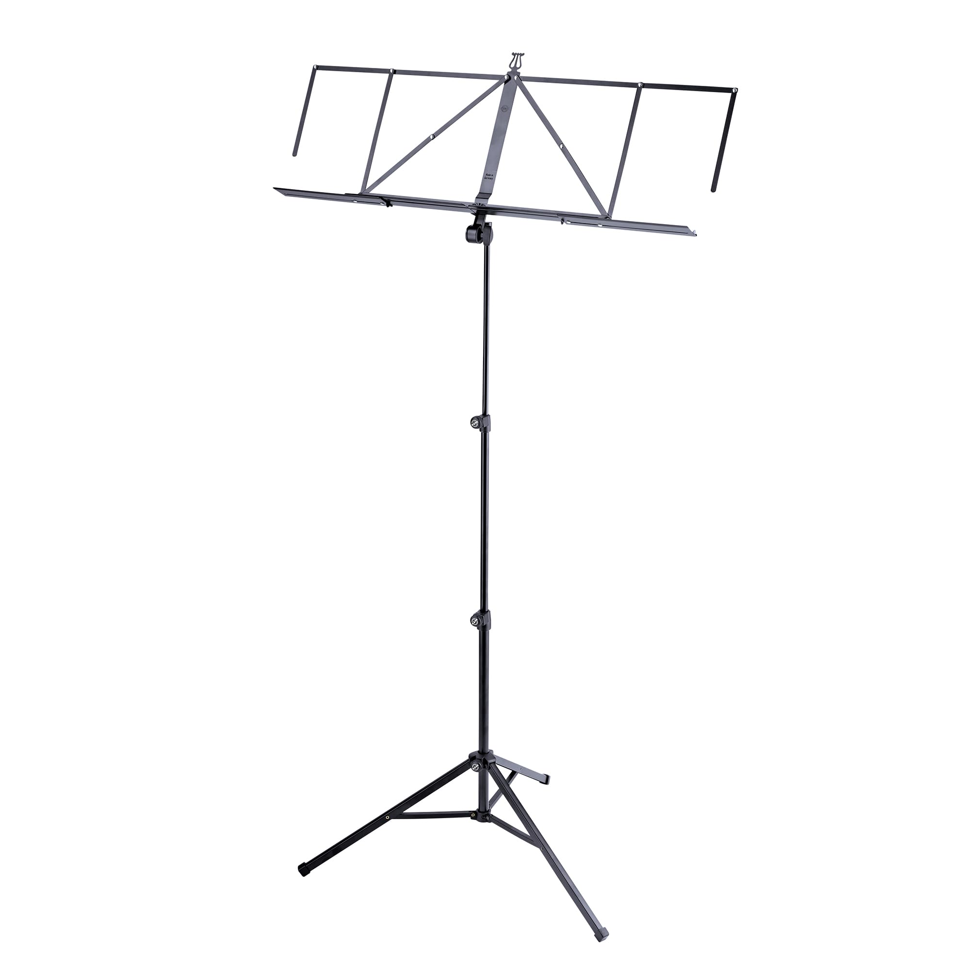 K&M   Konig & Meyer 10062.015.55 Music Stand Robby Plus   Extra Wide Expandable Desk   Sturdy Base   Adjustable Height   Compact   Professional Grade For Musicians   German Made   Black