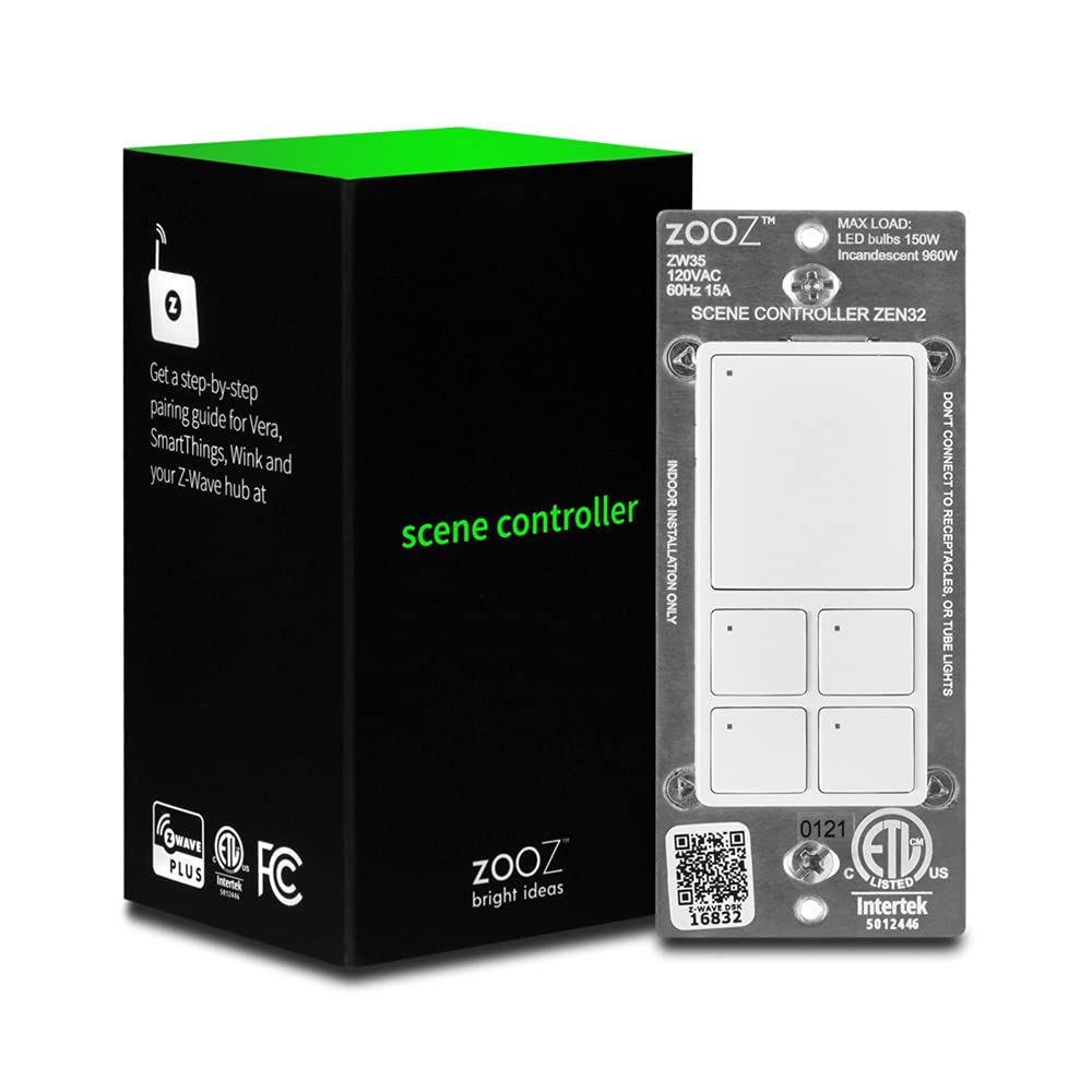 Zooz 700 Series Z Wave Plus Mesh Network Scene Controller Zen32, White | Z Wave Hub Required
