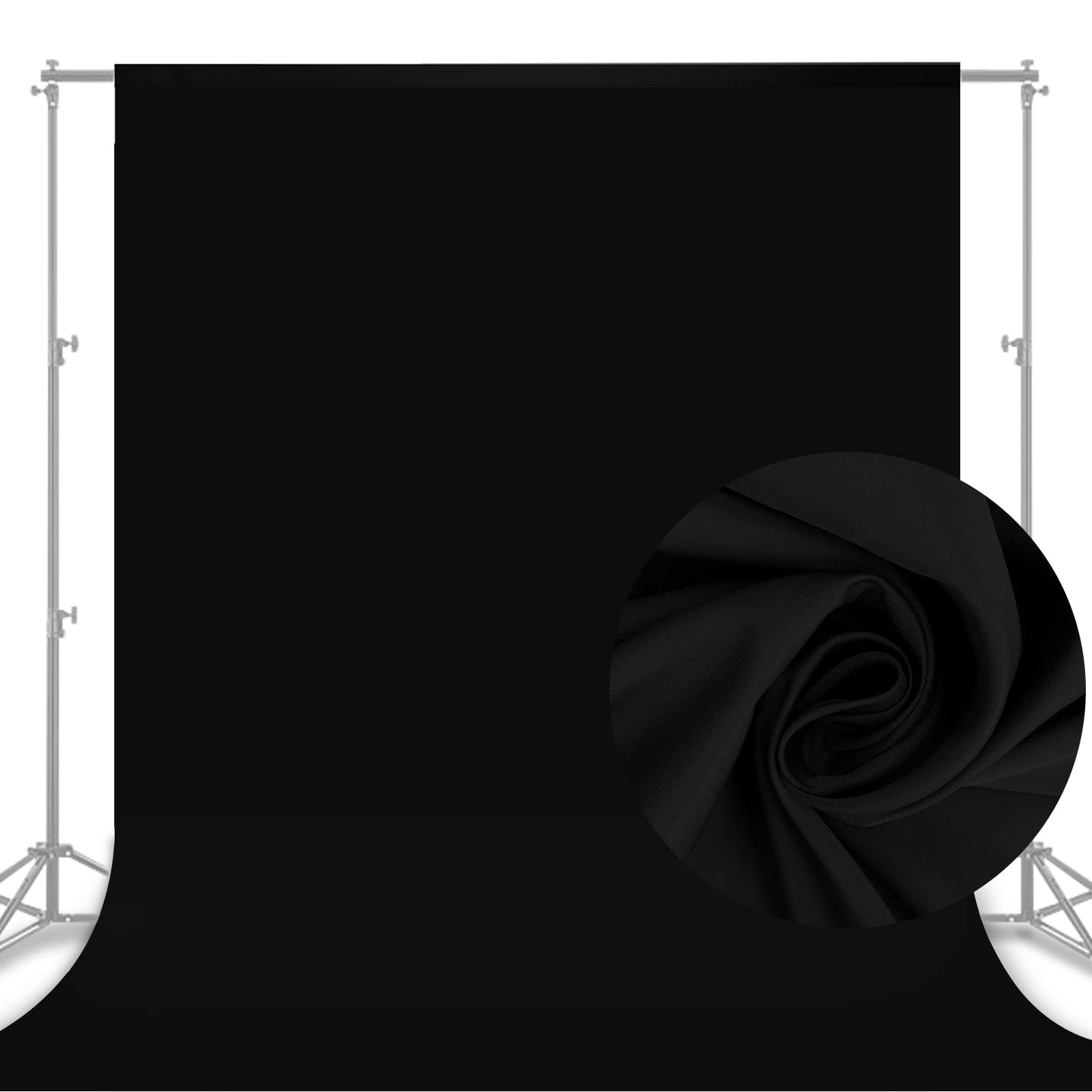 Aimosen 10X8 Ft Black Backdrop Background For Photography, Chromakey High Density Polyester Fabric Black Photo Backdrop Curtain