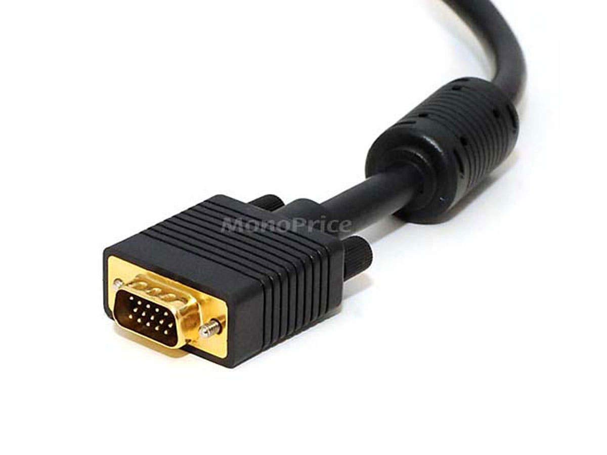 Monoprice 15Ft Super Vga M/M Cl2 Rated (For In Wall Installation) Cable W/ Ferrites (Gold Plated)