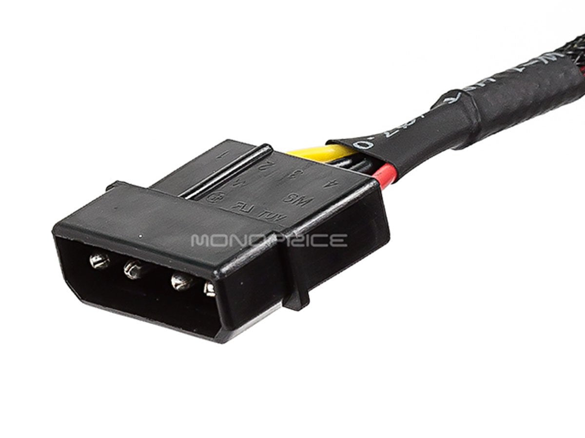 Monoprice Data Cable   2 Feet   4 Pin Molex Male To 4X 15 Pin Sata Ii Female Power Cable (Net Jacket)
