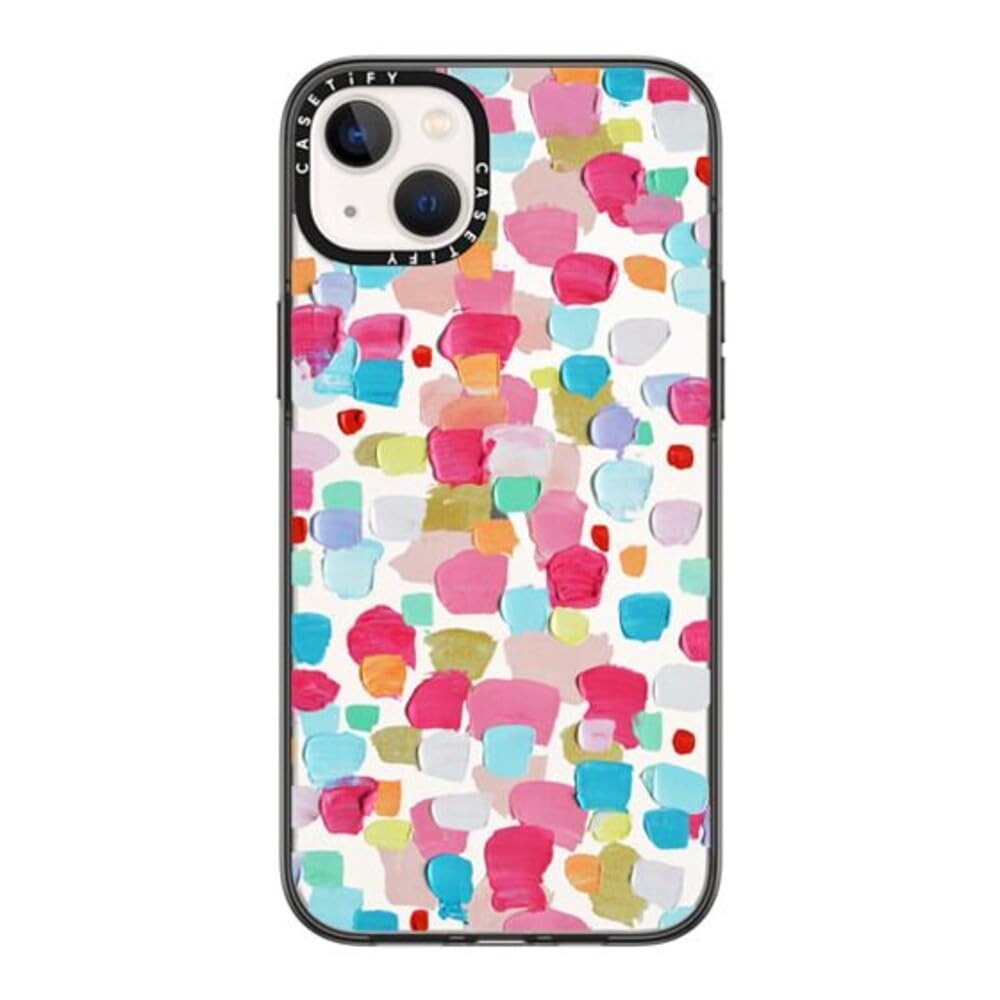Casetify Compact Iphone 14 Plus Case [2X Military Grade Drop Tested / 4Ft Drop Protection]   Magenta Confetti   Clear Black