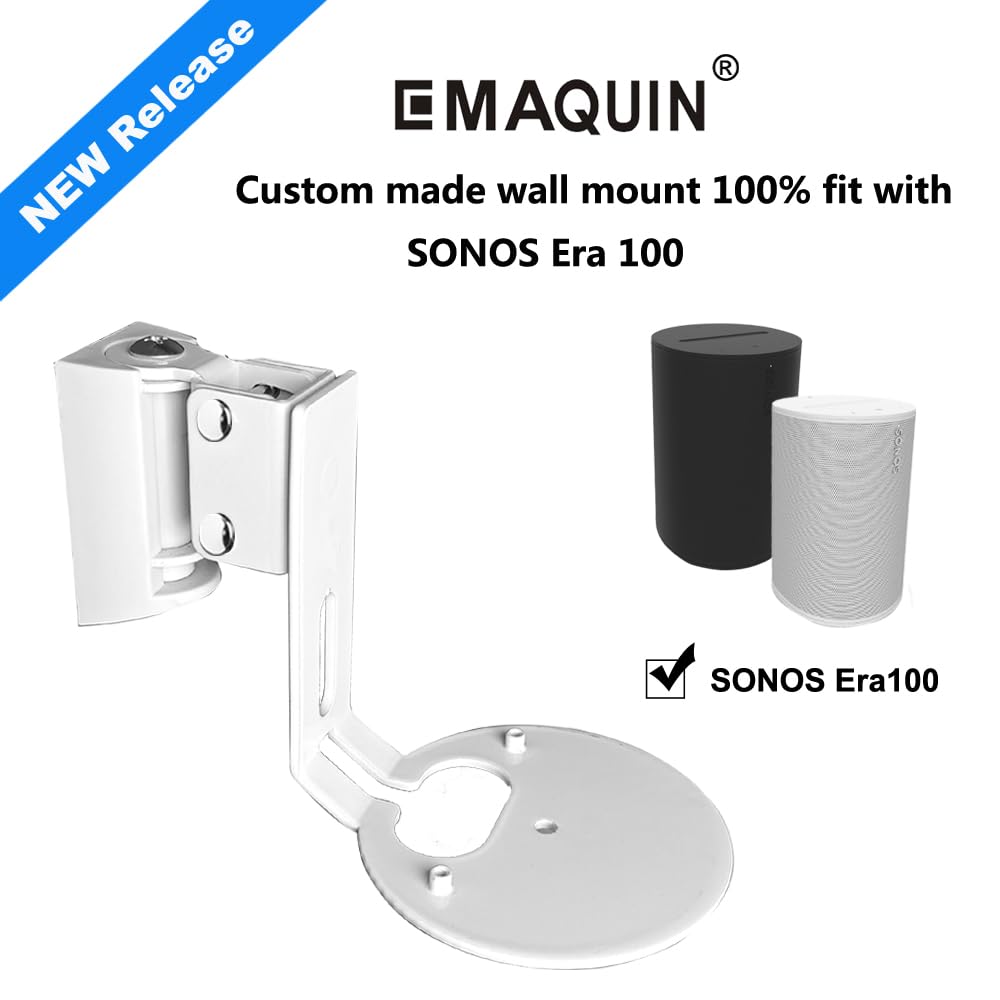 Emaquin Wall Mount Bracket For Sonos Era 100 Speaker (Swivel And Tilt,Sturdy Metal,Enduring Paint Finish,Easy To Intall,Compatib