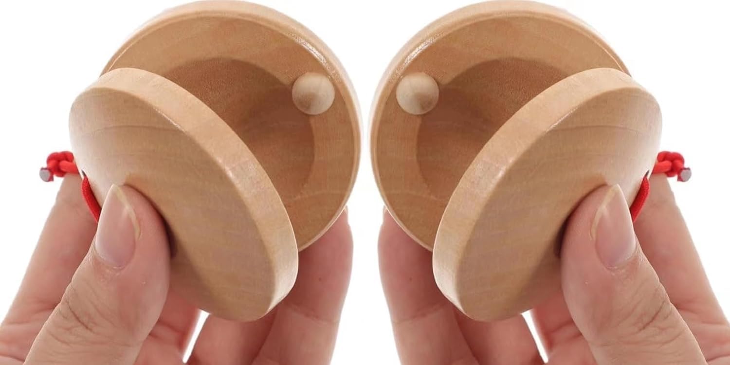 Wooden Castanet, Percussion Instrument   2Pcs Hand Finger Castanets, Wood Castanets Classroom Diy Rhythm Music Musical Instrumen