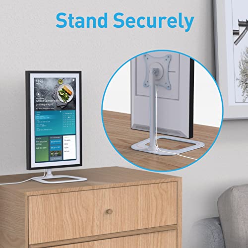 Almoz Swivel And Tilt Stand For Echo Show 15, Metal Show 15 Mount With Stable Big Base, Raise Up To 10'' From Desk, Easy To Asse